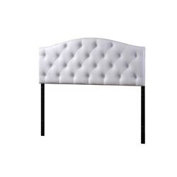 Baxton Studio Myra Modern and Contemporary Queen Size White Faux Leather Upholstered Button-tufted Scalloped Headboard